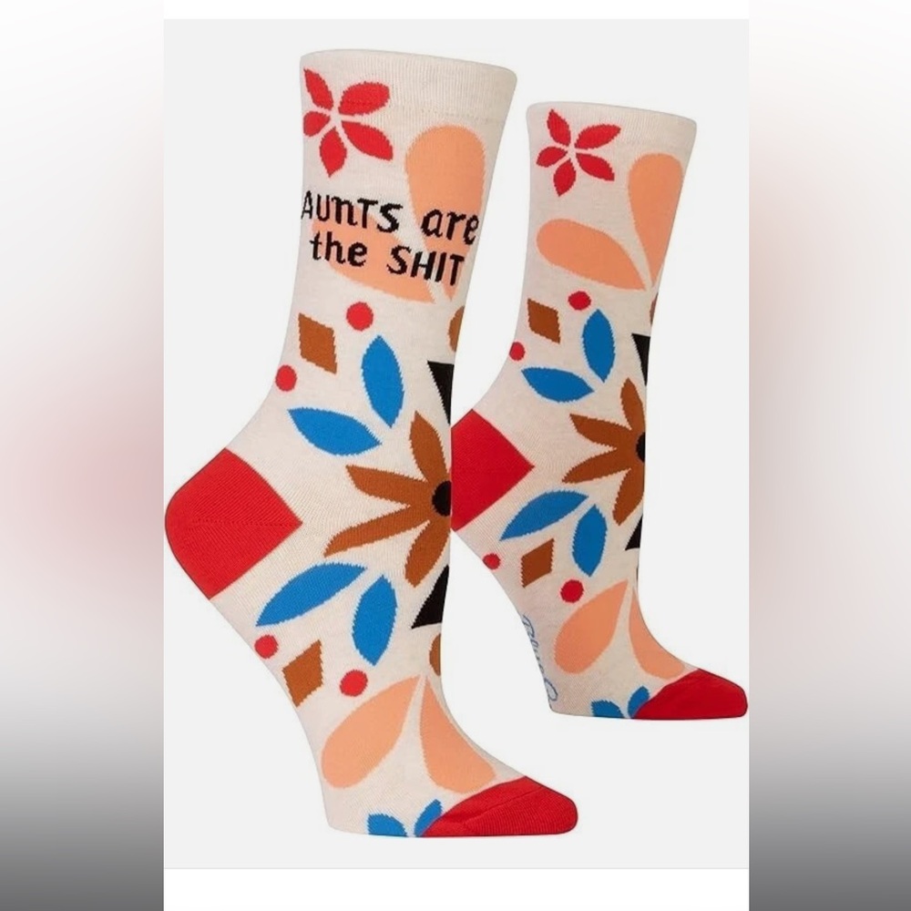 BLUE Q Womens Novelty Socks AUNTS ARE THE SH*T Flowers Combed Cotton Retro NWT